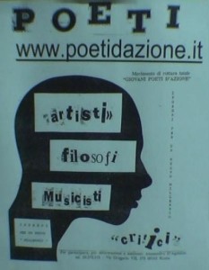 Locandina Poeti d'Azione realizzata con un collage di giornali