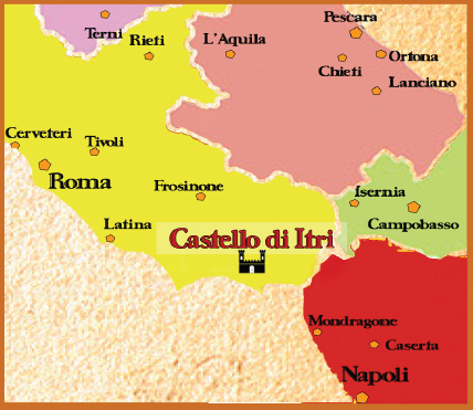 Carta Geografica con l'indicazione del Castello Di Itri
