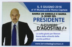 Alessandro D'Agostini biglietto elettorale